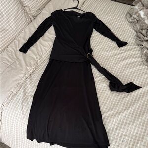 Guess Black Long Sleeve Dress with Tie Detail